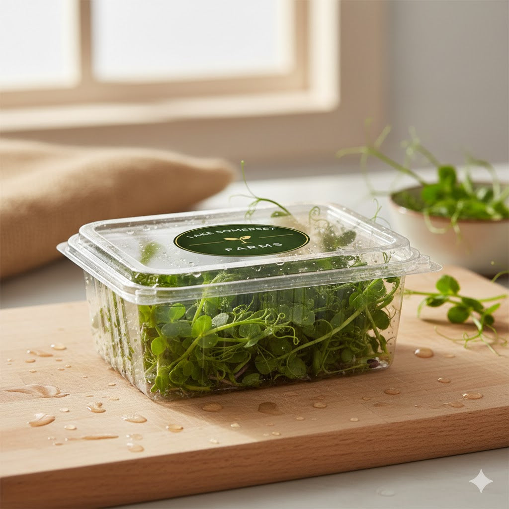 Fresh Pea Shoot Microgreens 2 oz Clamshell